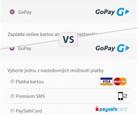 GoPay možnosti zobrazenia