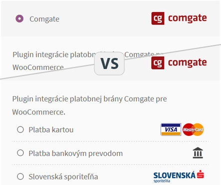 Comgate jednoduche a rozdelene zobrazenie